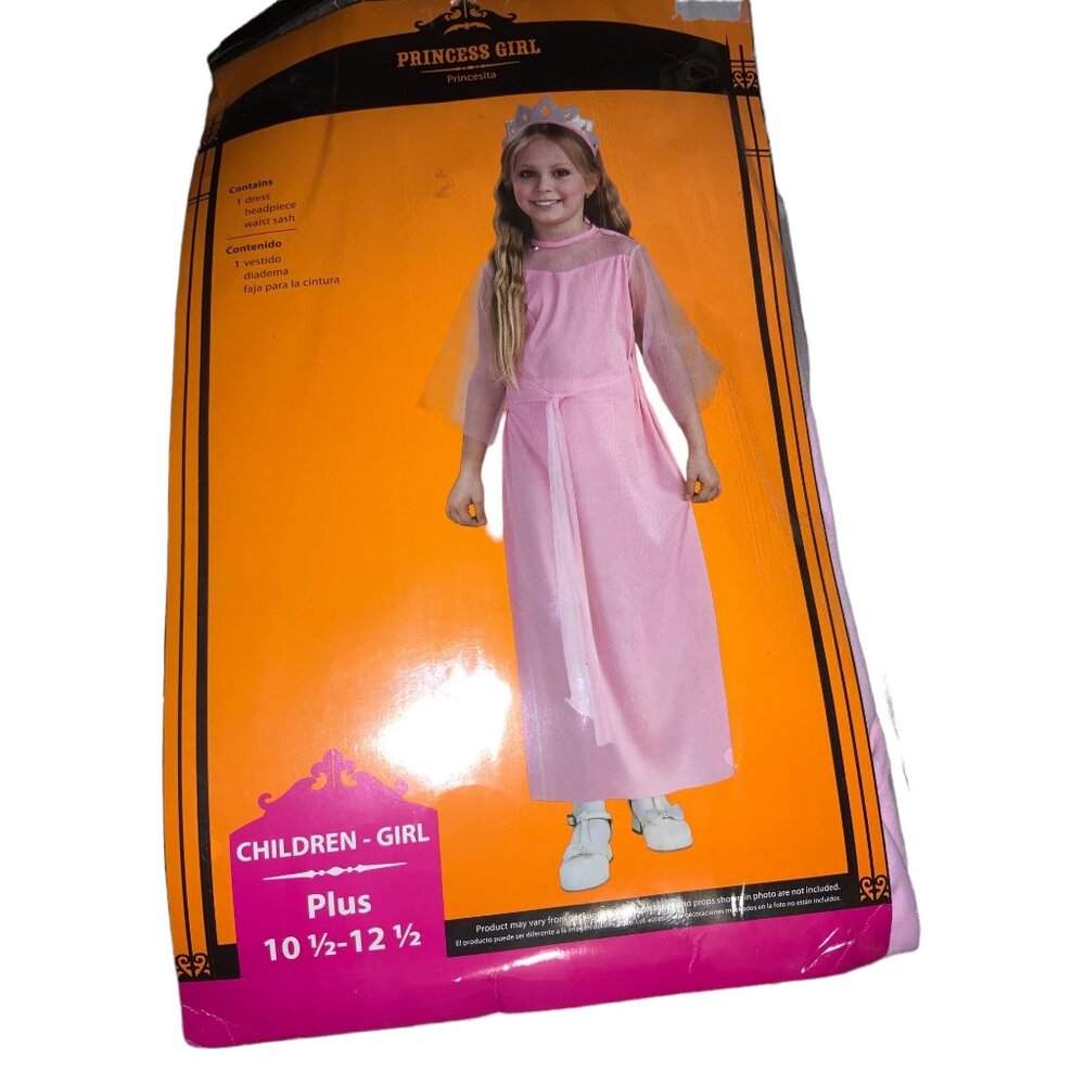 Princess Girl Dress Costume Set W/ Headpiece & Waist Sash  Size 10.5-12.5 Plus